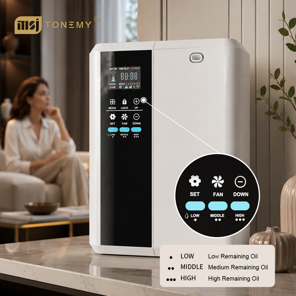 Tonemy Trendy Smart Aroma Diffuser 500ml Oil Capacity air Freshener Scent Machine App Control Smart air Purifier Negative Oxygen Ion function