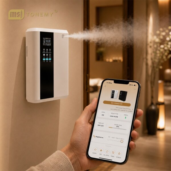 Tonemy Trendy Smart Aroma Diffuser 500ml Oil Capacity air Freshener Scent Machine App Control Smart air Purifier Negative Oxygen Ion function